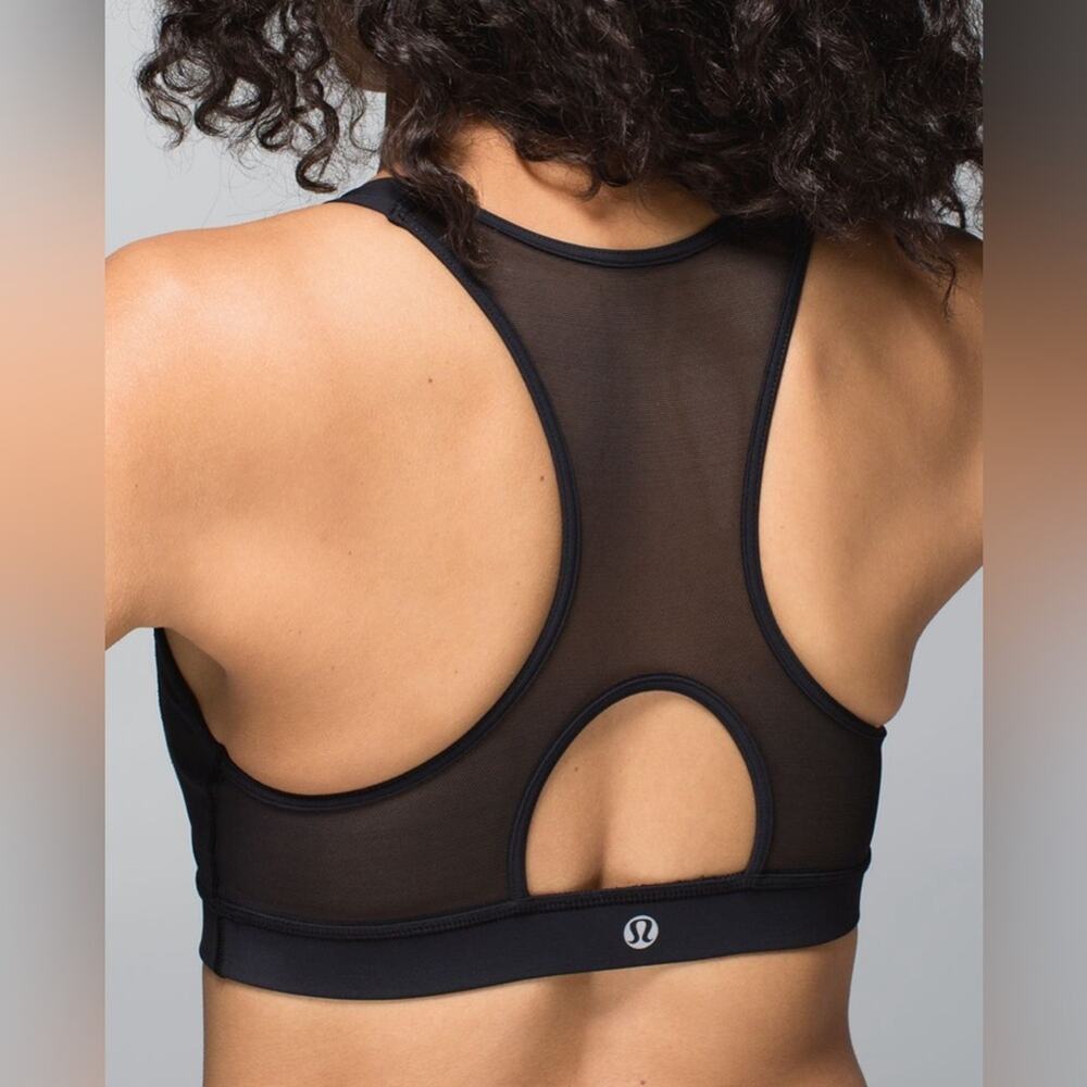 Lululemon Meesh Bra Black Mesh Keyhole Racerback Size 6